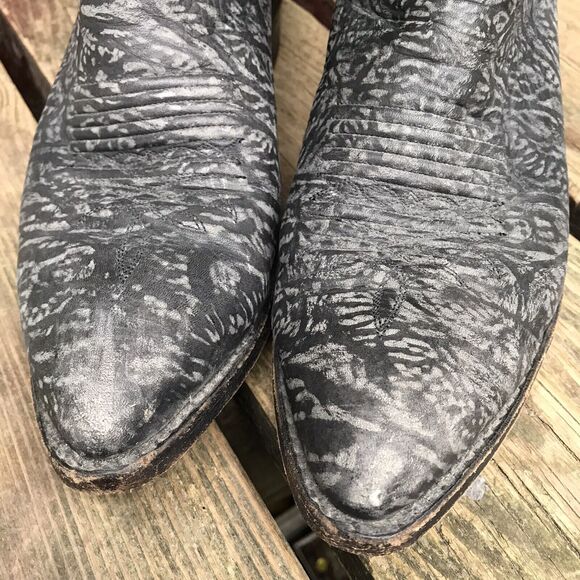 Mens DAN POST Charcoal Black Gray Leather Cowboy Boots Size 9 D 17049 main image 14